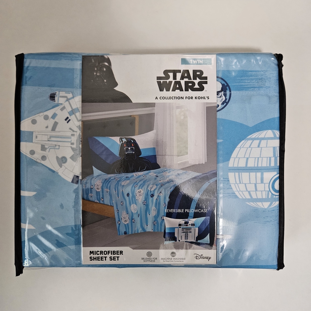 Star Wars Microfiber Sheet Set - Light Blue and White Twin Size